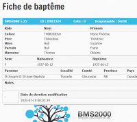 Fiche de baptême